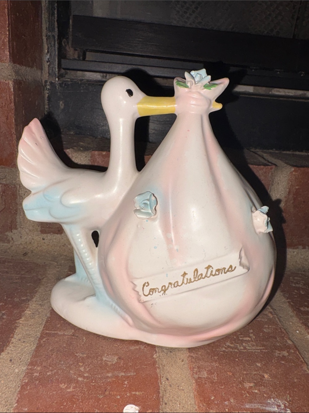 VTG Stork Ceramic Planter Rubens 1960's Baby Nursery Shower Decor Japan Ardco
